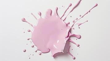 Pink paint splash isolated on white background close up. photo