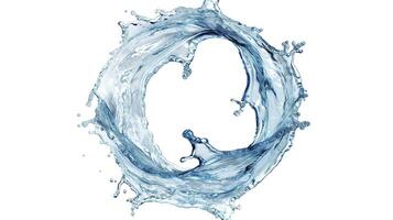 Blue water splash isolated on white background. photo