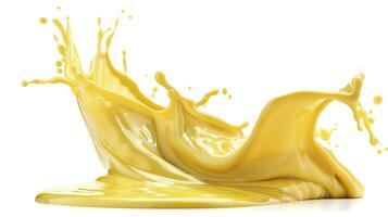 3d yellow paint splashing isolated on white background. photo