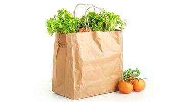 Fresh vegetables in a reusable shopping bag. photo