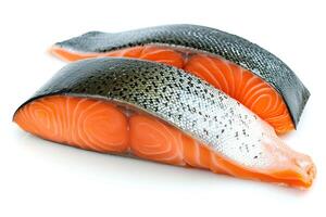 Salmon fish fillet isolated on a white background. photo