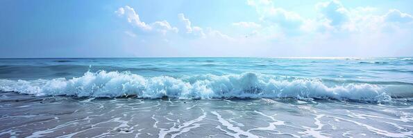 Beautiful seascape. Panoramic view of the sea and blue sky. photo