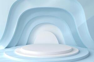 Abstract blue background with 3d round podium. photo