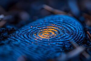 Abstract Glowing Spiral Pattern in Dark Blue Background for Artistic and Design Use photo