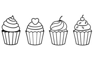 cup cake Line Art A Set of Illustrations.eps vector