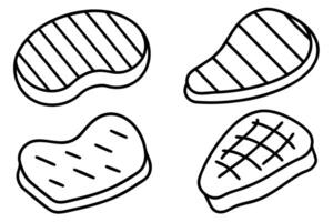 grilled steak Line Art Refined Minimalist and Modern Collection vector