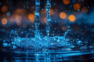 Abstract Water Splash with Bokeh Lights - Perfect for Backgrounds and Design Projects photo