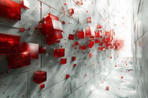 Abstract Red Cubes in Motion - Modern 3D Digital Art for Futuristic Design Projects photo