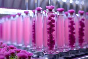 Artificial Growth Process of Pink Chrysanthemum Flowers in Glass Tubes - Science and Nature Innovation photo