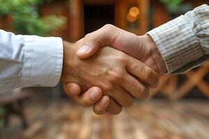 Strong Business Partnership through Handshake - Symbol of Cooperation, Trust, and Agreement - Ideal for Business Content, Presentations, and Marketing photo