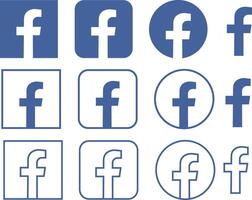 Facebook icon in flat and line set. logo with shadow isolated on a Original Facebook App popular social networking service social media logo for apps or website vector