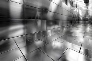 Abstract Metallic Tile Corridor for Modern Design Themes and Architectural Visualization photo