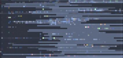 Trendy glitch pattern on dark background. Abstract geometric elements vector