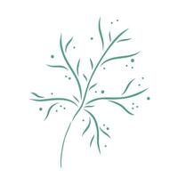 Abstract decorative branch illustration. Flat style. Abstract green leaves and branches drawing for decoration of greeting cards, invitations, postcards, logos, prints, banners. vector