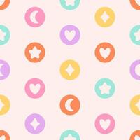 Seamless pattern with geometry shapes of stars, moon, hearts. Print for wallpaper, textile, fabric, wrapping paper vector