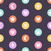 Seamless pattern with geometry shapes of stars, moon, hearts. Print for wallpaper, textile, fabric, wrapping paper vector