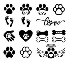 Cute Paw Print Designs, Dog and Cat Paws vector