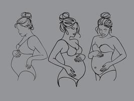 A minimalist, black single-line drawing of a woman vector