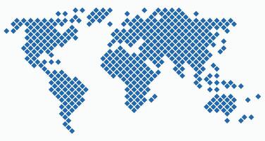 Round edge square shape world map on white background. vector