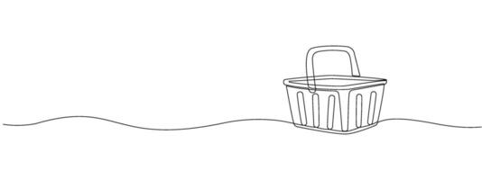 Shopping cart drawn with one continuous line. Outline shopping cart icon in a simple linear style. editable illustration vector