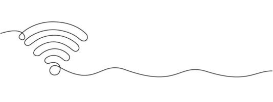 WI-FI signal drawn in one continuous line. Outline icon for Internet, hotspot for UI and mobile applications in simple linear style editable illustration vector