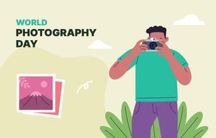 Flat background world photography day vector
