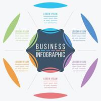 Infographic design 6 steps, objects, elements or options business information circle infographic template vector