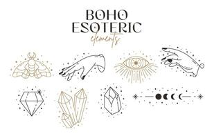 Set Of Esoteric Mystical Boho Elements vector
