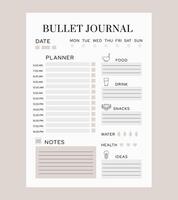 Bullet Journal Planner Minimalistic Template vector