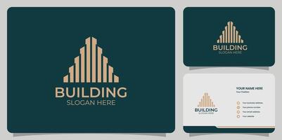 Simple building logo with modern style logo design and business card template vector