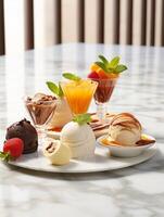 A background with tasty ice cream, summer dessert photo