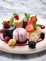 A background with tasty ice cream, summer dessert photo