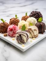 A background with tasty ice cream, summer dessert photo