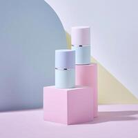Bottle cosmetic blank design packaging mockup, minimal background photo