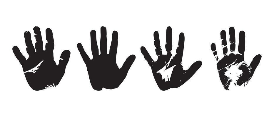 Black hand right and left human icon concept print design.
