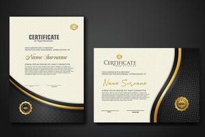 Luxury certificate template with textured effect dan line gold shine on frame background. new Collections vector
