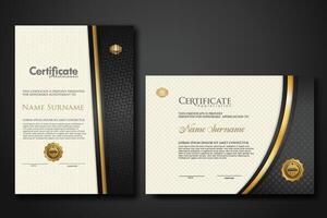 Luxury certificate template with textured effect dan line gold shine on frame background. new Collections vector
