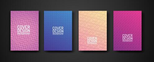 set cover design with modern geometric lines textured pattern and colorful dynamic gradation vector