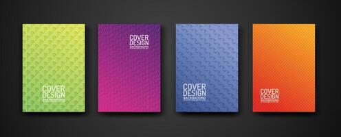 set cover design with modern geometric lines textured pattern and colorful dynamic gradation vector