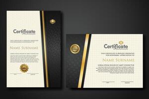 Luxury certificate template with textured effect dan line gold shine on frame background. new Collections vector