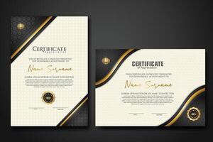 Luxury certificate template with textured effect dan line gold shine on frame background. new Collections vector