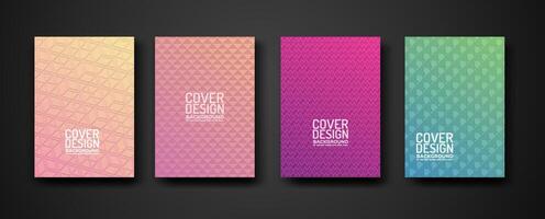 set cover design with modern geometric lines textured pattern and colorful dynamic gradation vector