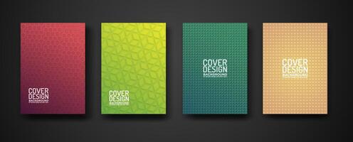 set cover design with modern geometric lines textured pattern and colorful dynamic gradation vector