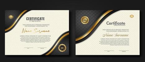 Luxury certificate template with textured effect dan line gold shine on frame background. new Collections vector