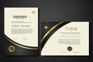Luxury certificate template with textured effect dan line gold shine on frame background. new Collections vector