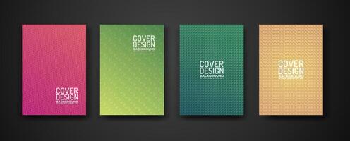 set cover design with modern geometric lines textured pattern and colorful dynamic gradation vector