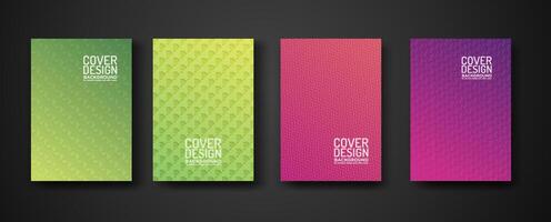 set cover design with modern geometric lines textured pattern and colorful dynamic gradation vector