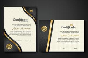Luxury certificate template with textured effect dan line gold shine on frame background. new Collections vector