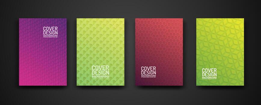 set cover design with modern geometric lines textured pattern and colorful dynamic gradation vector