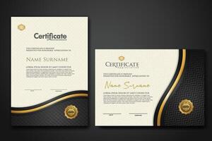 Luxury certificate template with textured effect dan line gold shine on frame background. new Collections vector